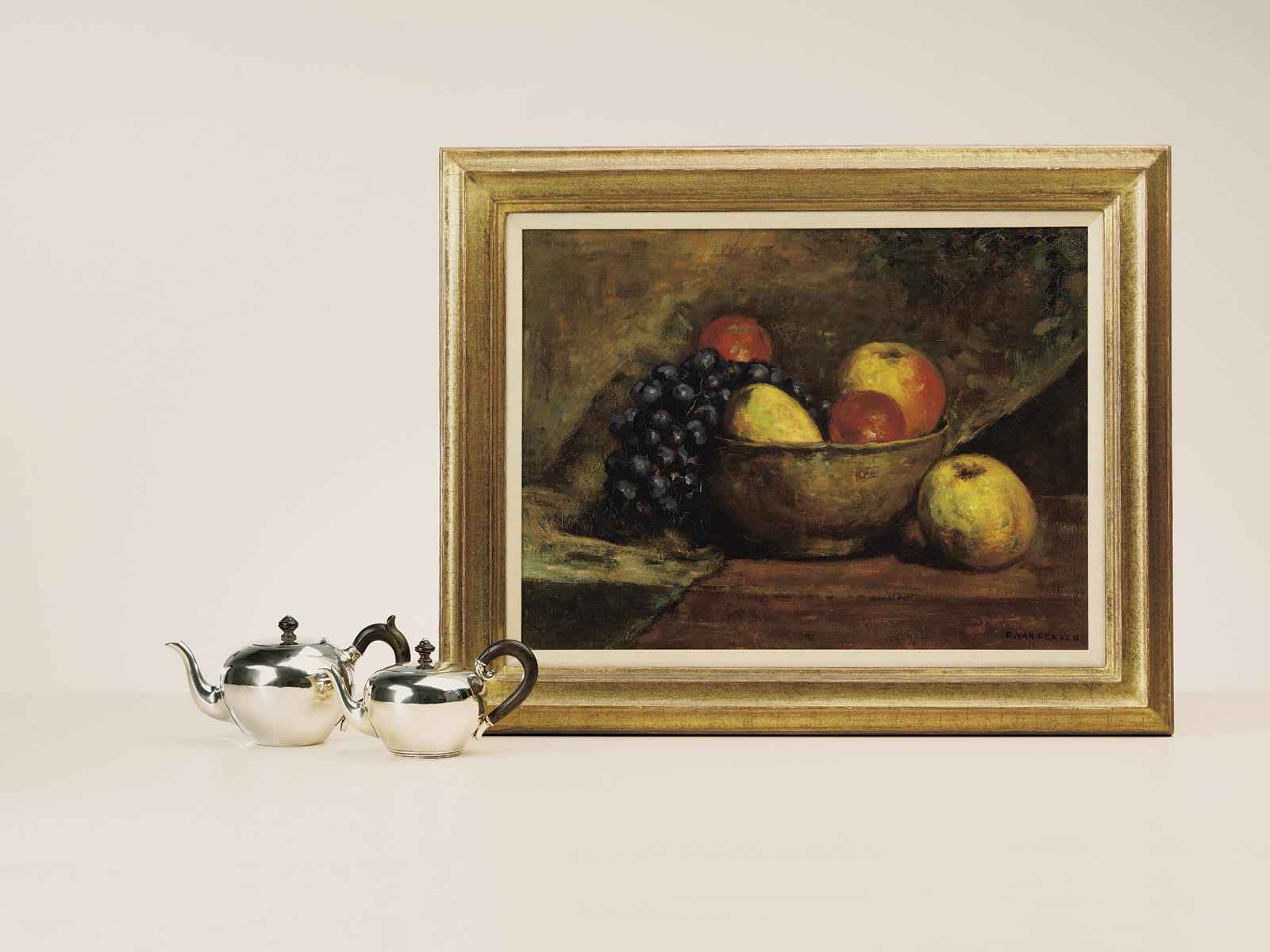 Emanuel van der Ven “Stilleven met fruit”; olieverf op doek